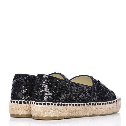 Chanel Patent Sequin CC Espadrilles 35 Black 4 of 10
