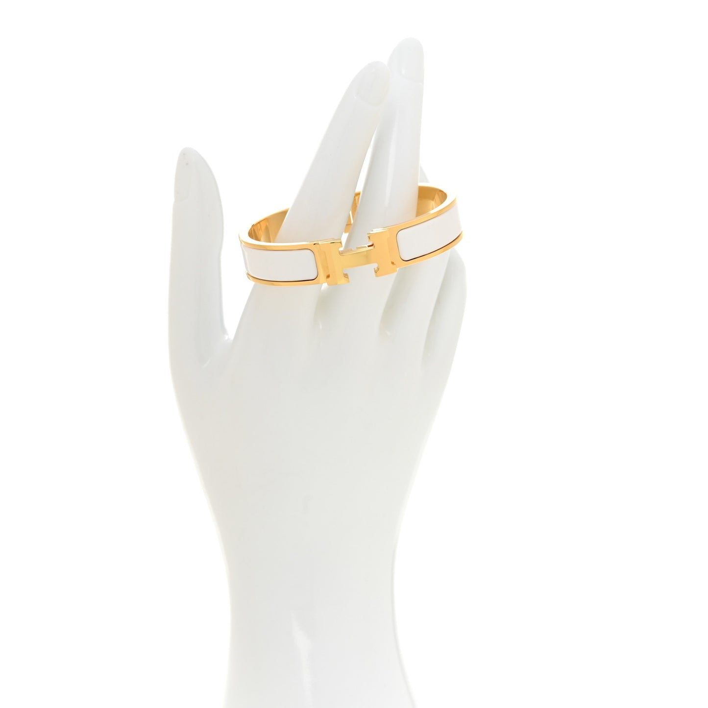 Enamel Narrow Clic Clac H Bracelet PM White