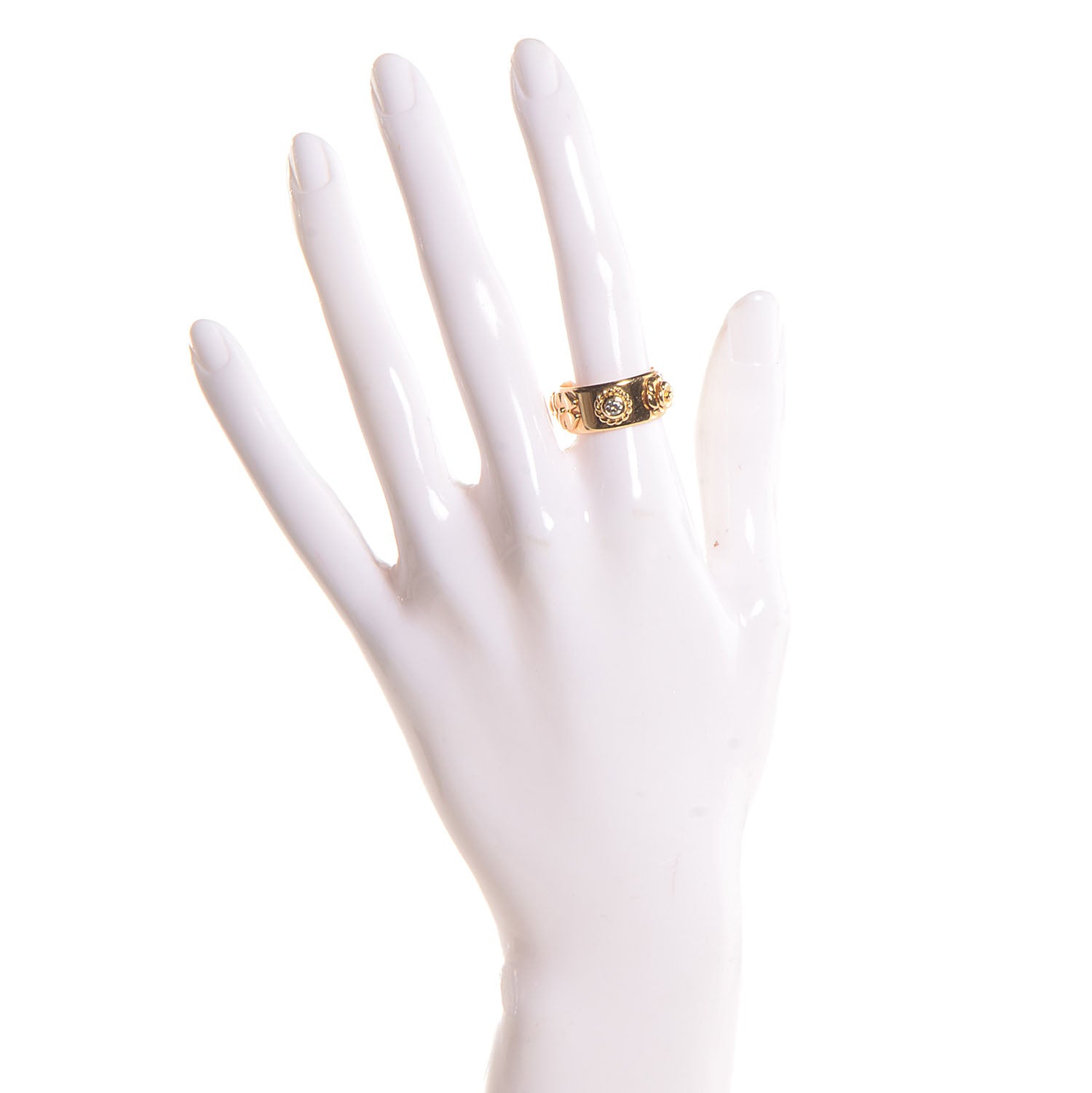 Chanel 18K Yellow Gold Diamond Camellia Band Ring 54 6.75 2 of 5