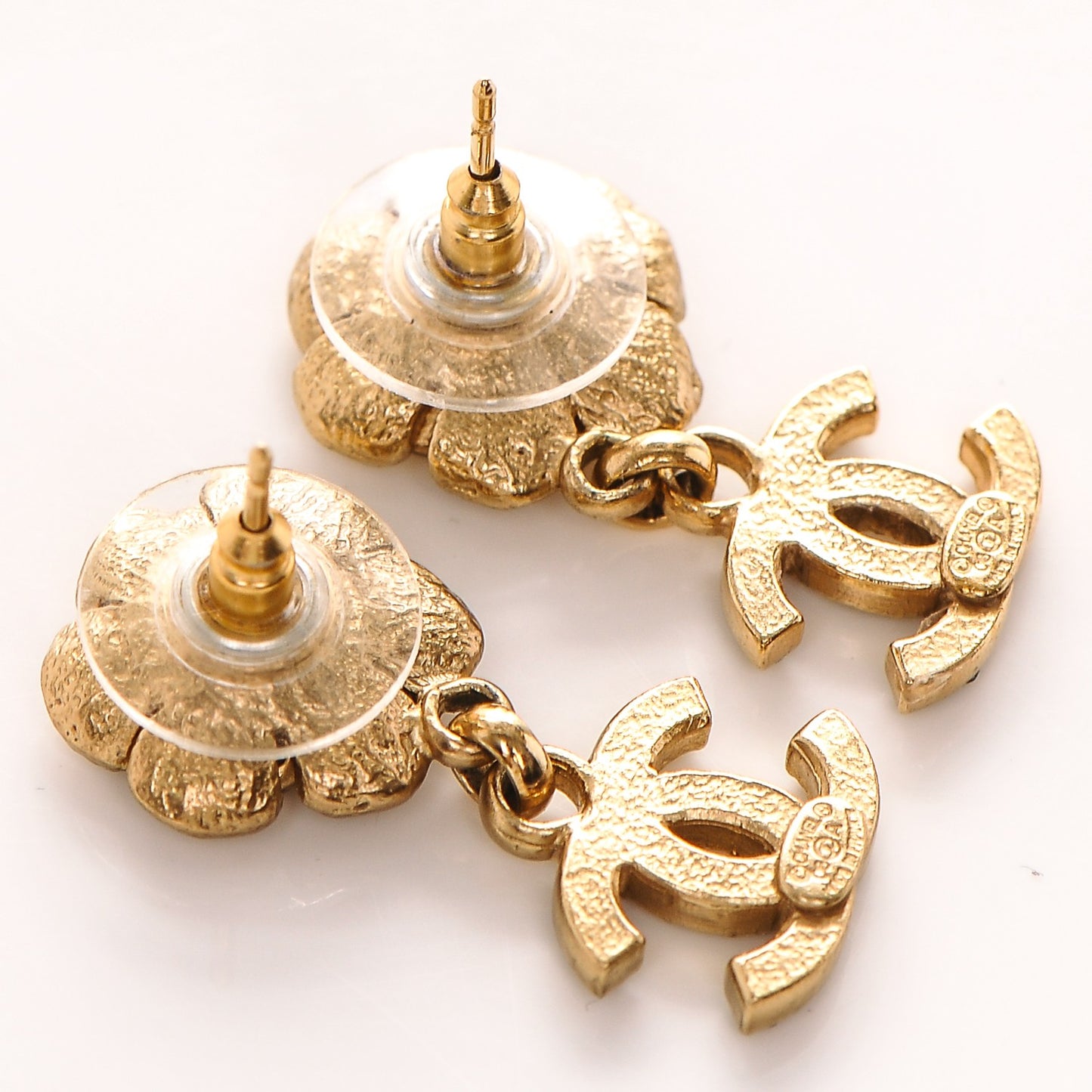 Crystal CC Camellia Drop Earrings Gold