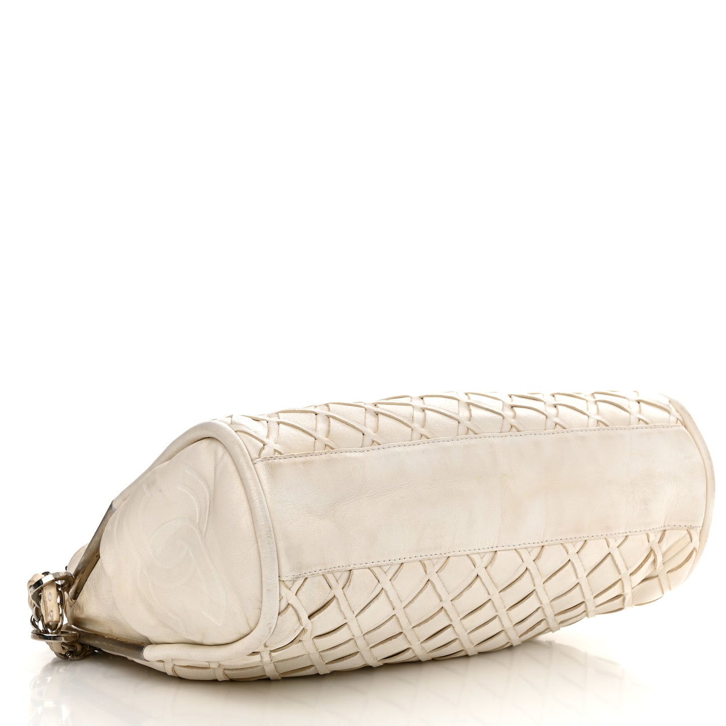 Lambskin Woven Medium Ultimate Soft Sombrero Hobo White