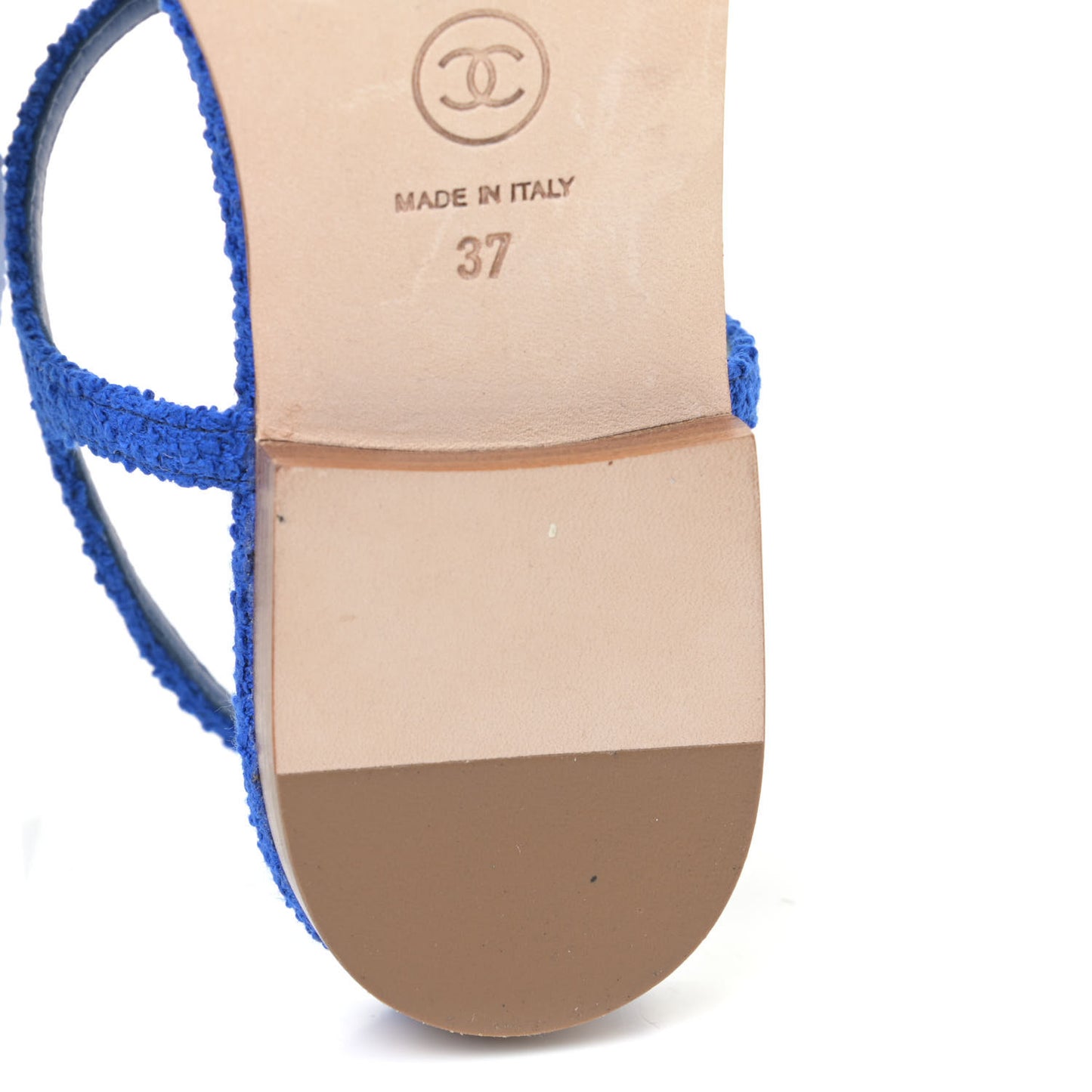 Cotton Tweed CC Logo Thong Sandals 37 Navy Blue