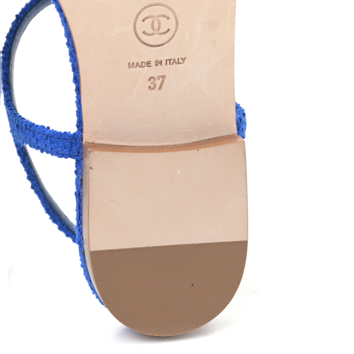 Chanel Cotton Tweed CC Logo Thong Sandals 37 Navy Blue 9 of 13