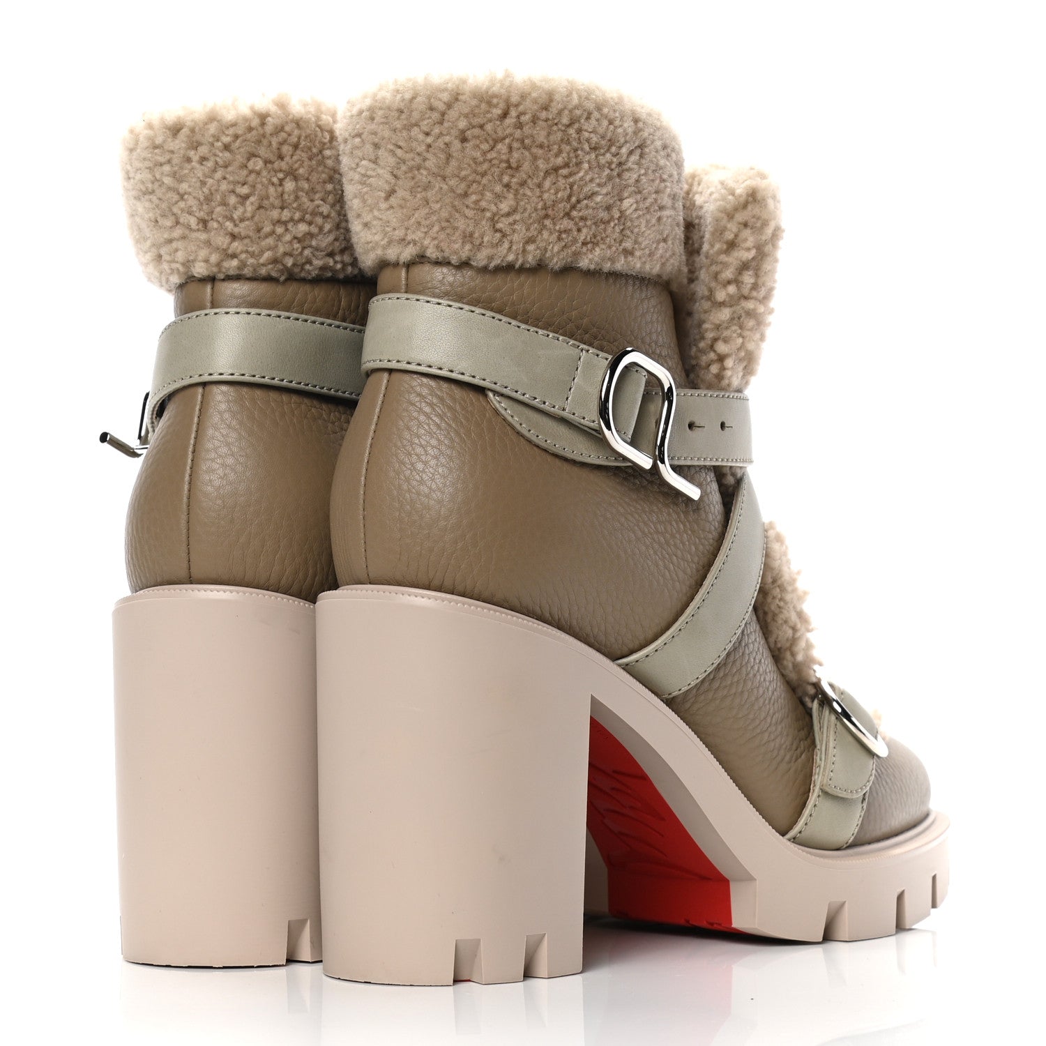 Christian Louboutin Calfskin Shearling Pole Chic 70 Booties 40 Champignon 3 of 4