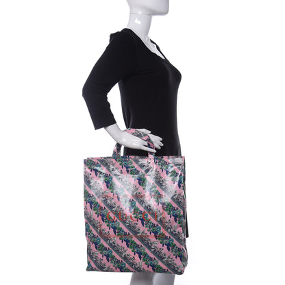 Gucci Patent Canvas Frame Logo Bouquet Print Vertical Tote Pink Daisy 2 of 11