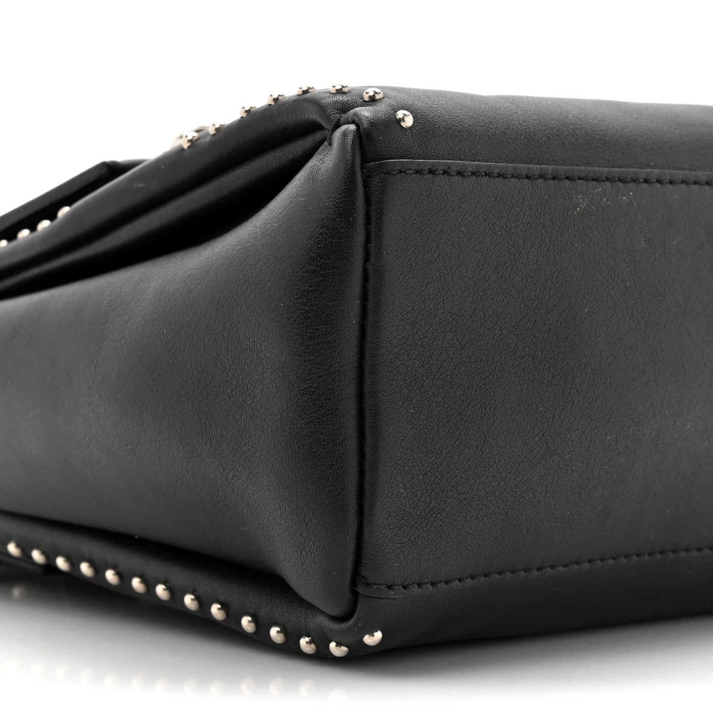 Calfskin Studded Mini Pandora Pure Flap Bag Black Black