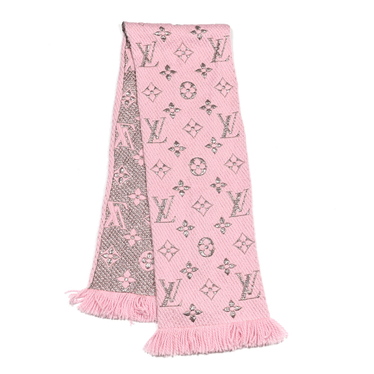 Louis Vuitton Wool Silk Logomania Shine Scarf Pink 1 of 5