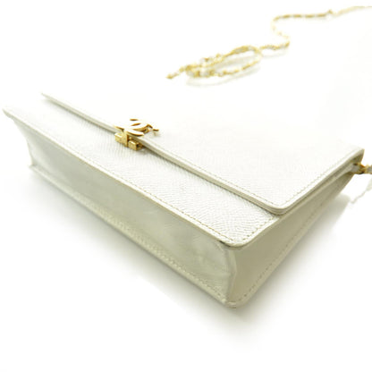 Chanel Caviar Wallet on Chain White 4 of 11