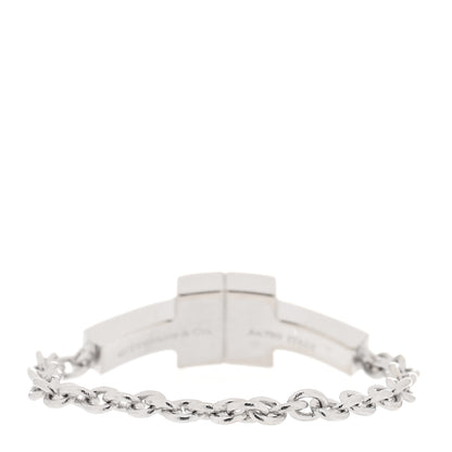 Tiffany 18K White Gold Diamond T Chain Ring 49 5 3 of 4