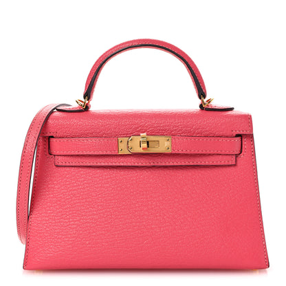 Hermes Chevre Mysore Mini Kelly Sellier 20 Rose Lipstick 8 of 14