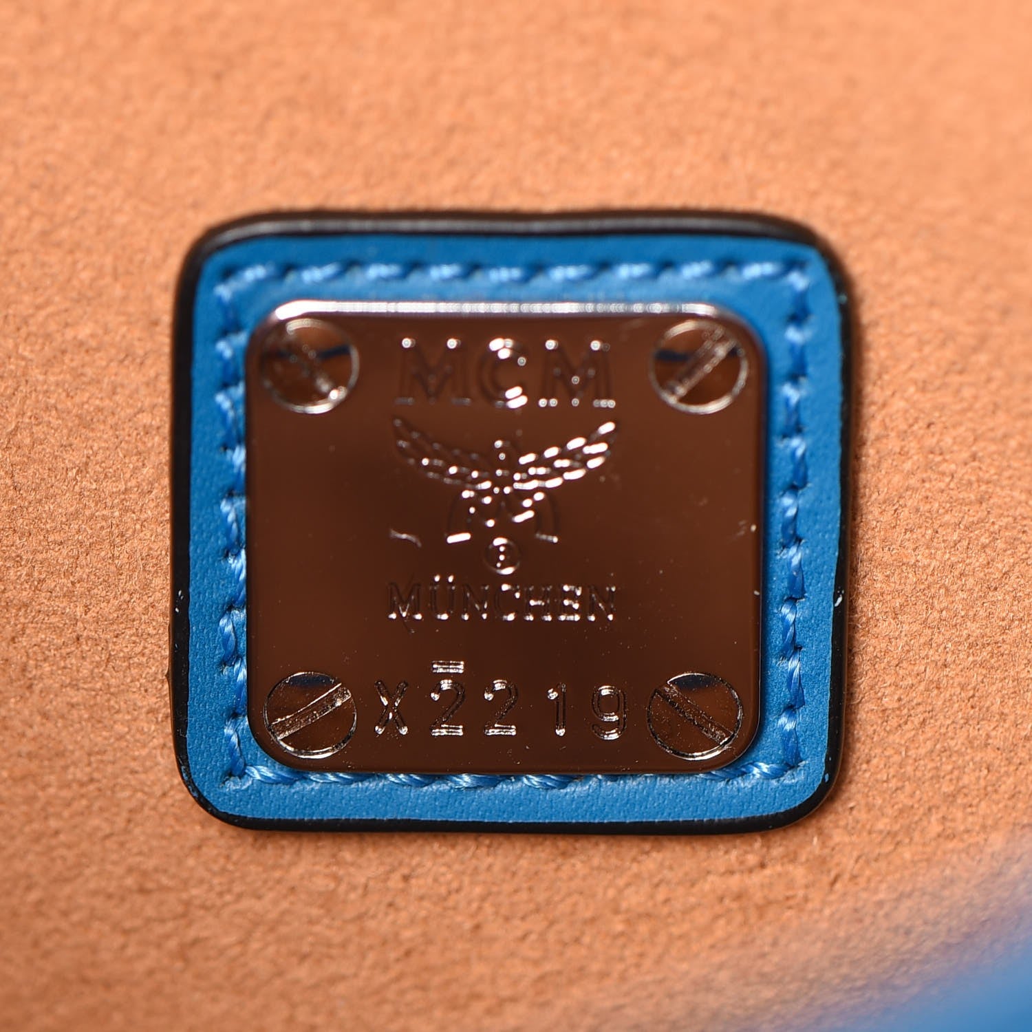 MCM Calfskin Repro Crossbody Bag Blue 6 of 16