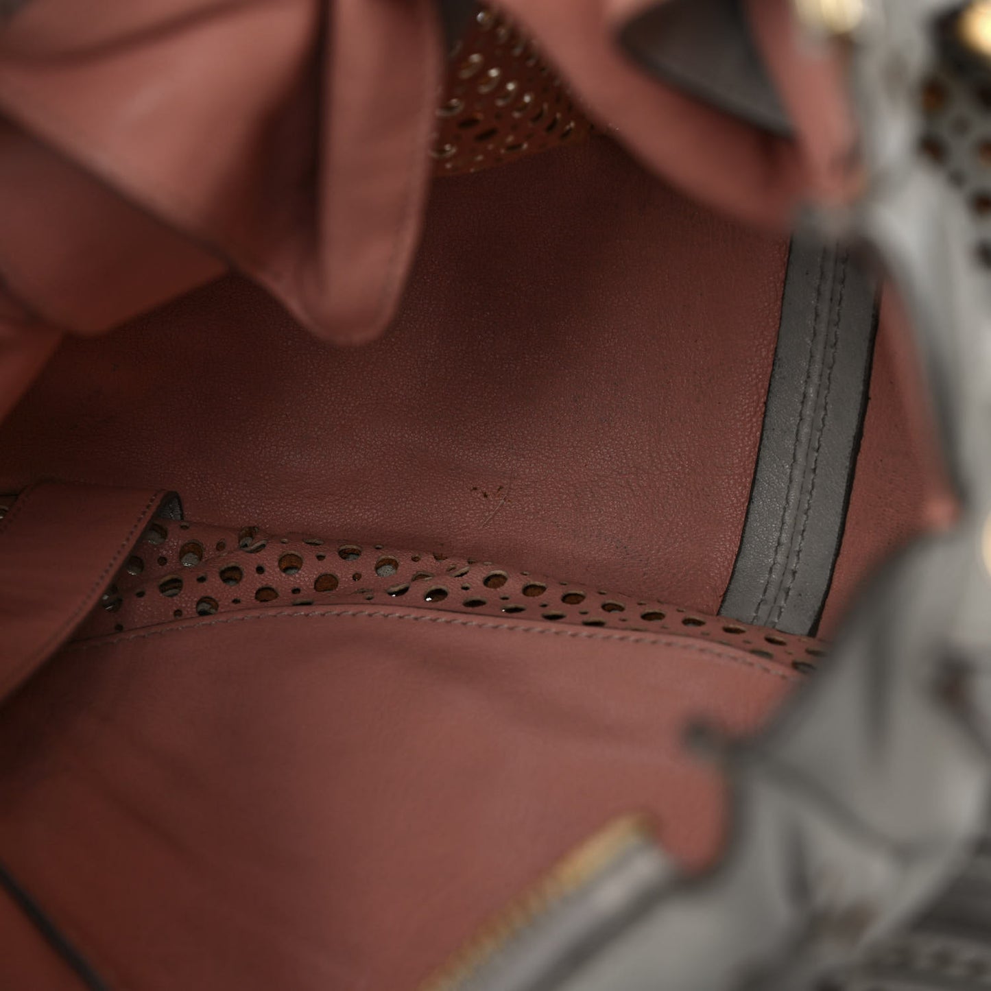 Calfskin Perforated Medium Marcie Satchel Grey