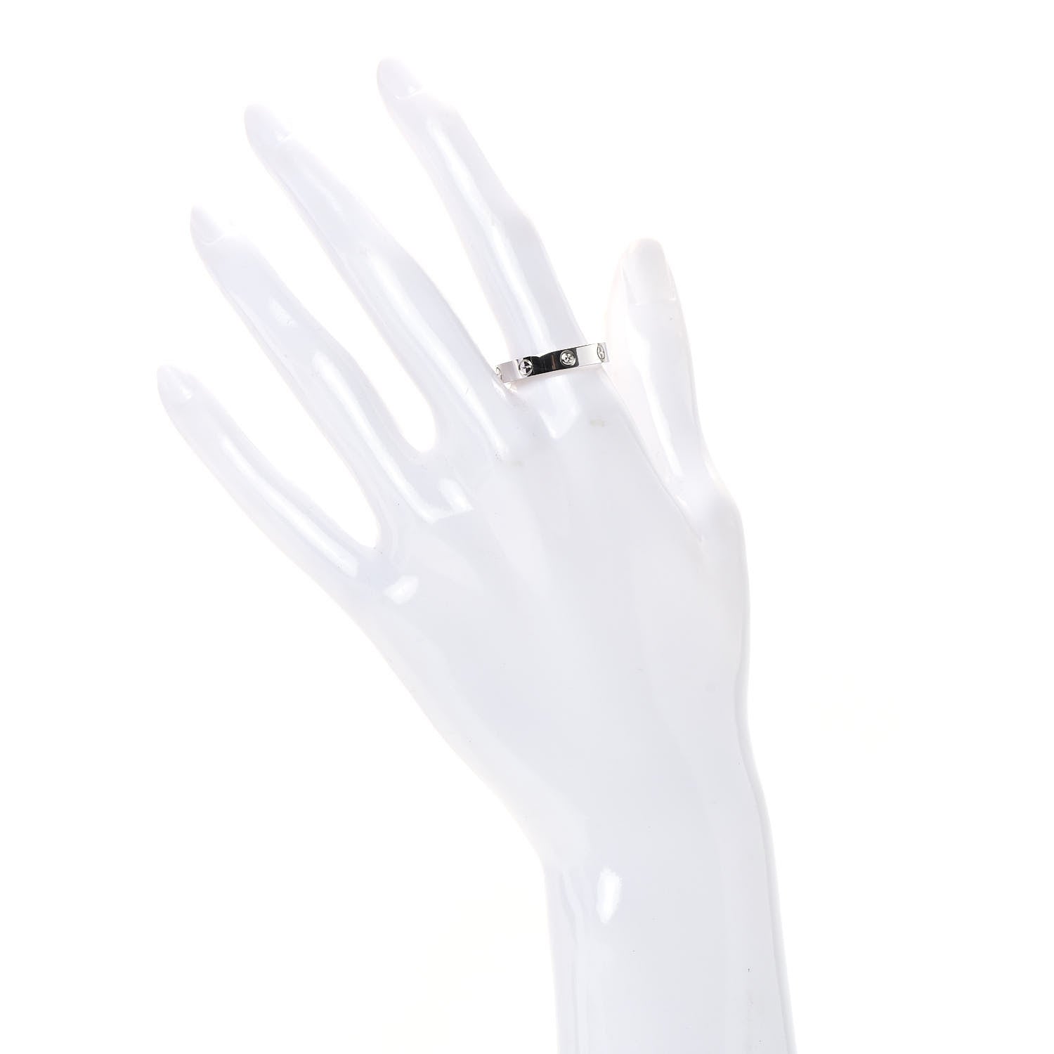 Cartier 18K White Gold Diamond 4mm LOVE Wedding Band Ring 59 8.75 2 of 5