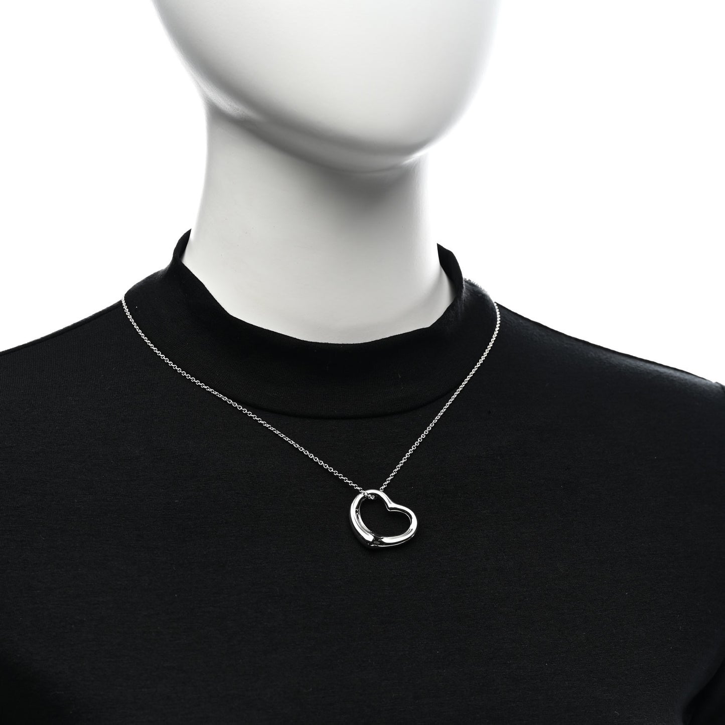 Sterling Silver 27mm Elsa Peretti Open Heart Pendant Necklace