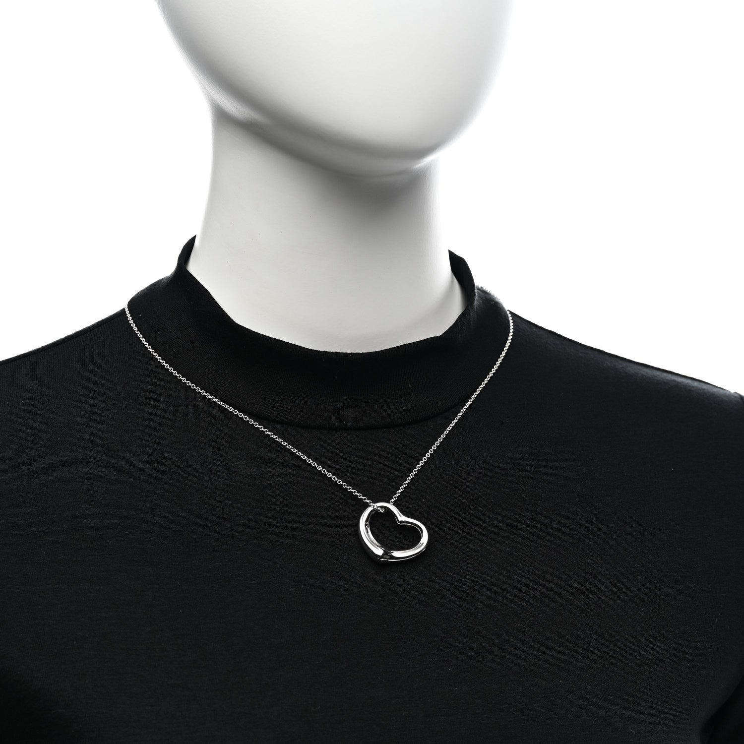 Tiffany Sterling Silver 27mm Elsa Peretti Open Heart Pendant Necklace 2 of 6