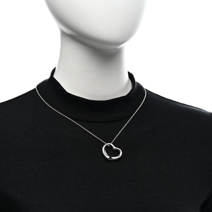 Tiffany Sterling Silver 27mm Elsa Peretti Open Heart Pendant Necklace 2 of 6