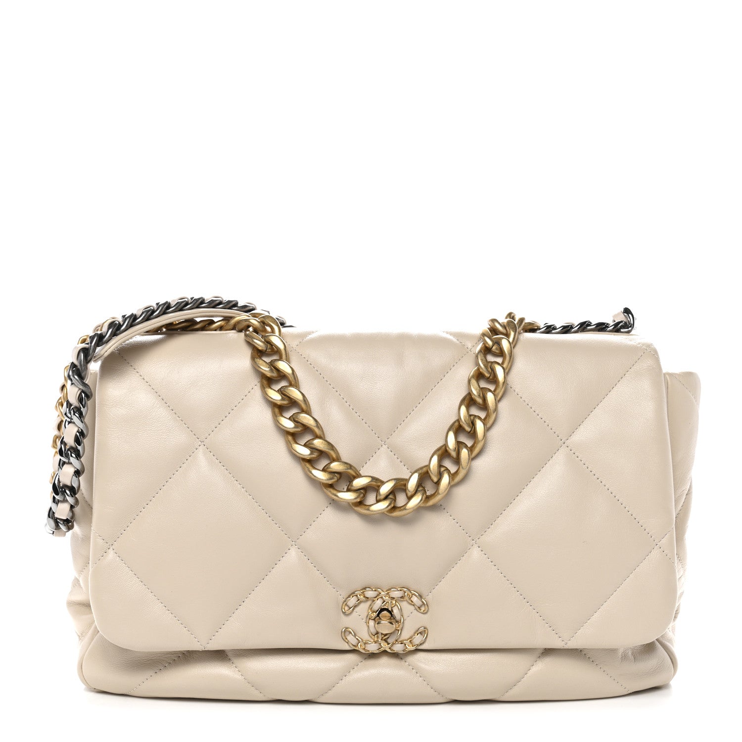 Chanel Goatskin Quilted Maxi Chanel 19 Flap Beige 1 of 10