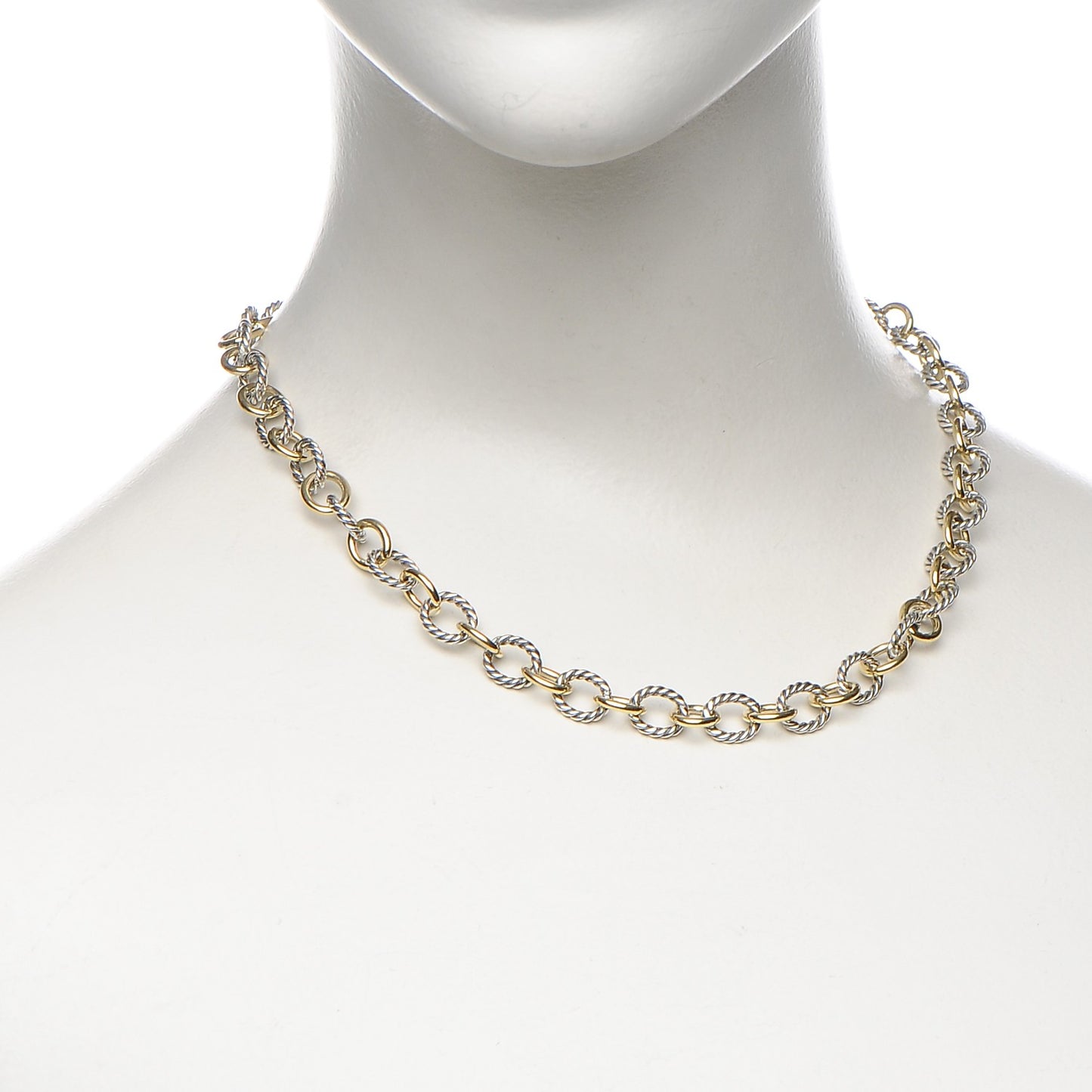 Sterling Silver 18K Yellow Gold 10mm Medium Oval Link Necklace