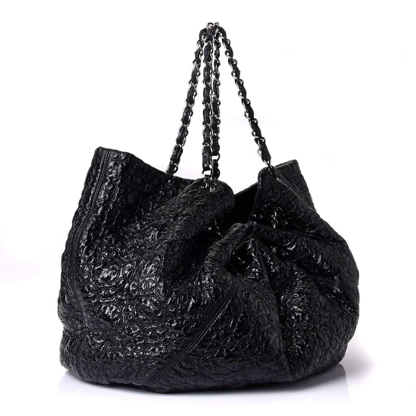 Vinyl Graphic Edge Drawstring Tote Black