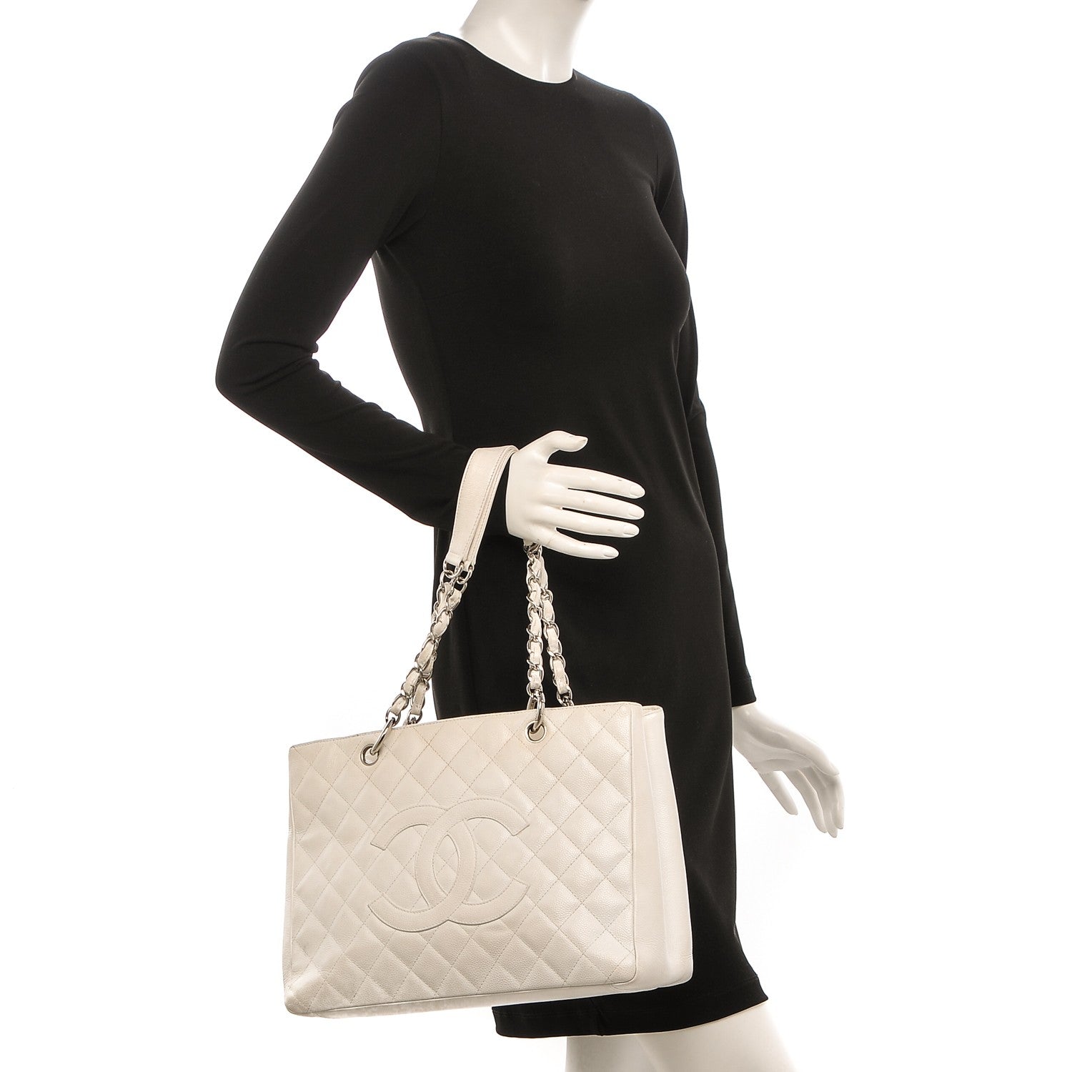 Chanel Caviar Quilted Grand Shopping Tote GST White 2 of 19