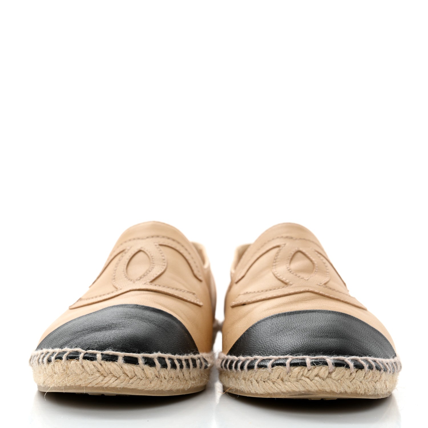Chanel Lambskin CC Espadrilles 39 Beige Black 2 of 8