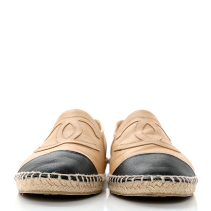 Chanel Lambskin CC Espadrilles 39 Beige Black 2 of 8