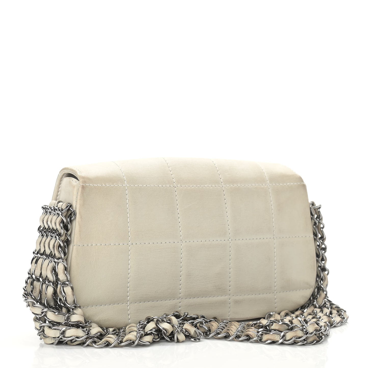 Lambskin Chocolate Bar 5 Chain Flap White