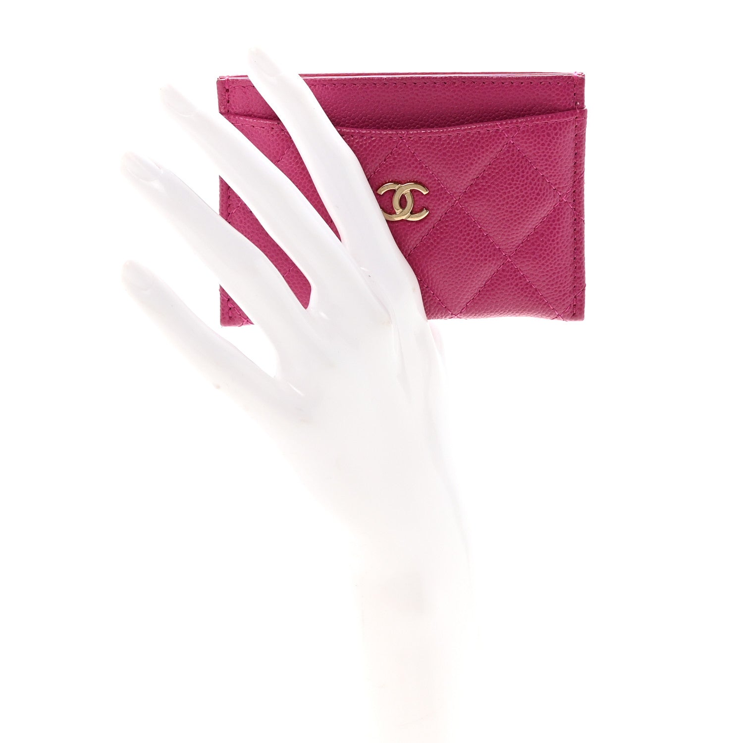 Chanel Caviar Quilted Card Holder Fuchsia 2 of 8