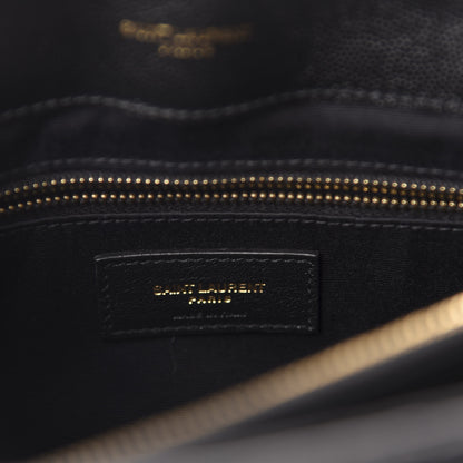 Saint Laurent Grain de Poudre Calfskin Y Quilted Monogram Medium Loulou Chain Satchel Black 8 of 11