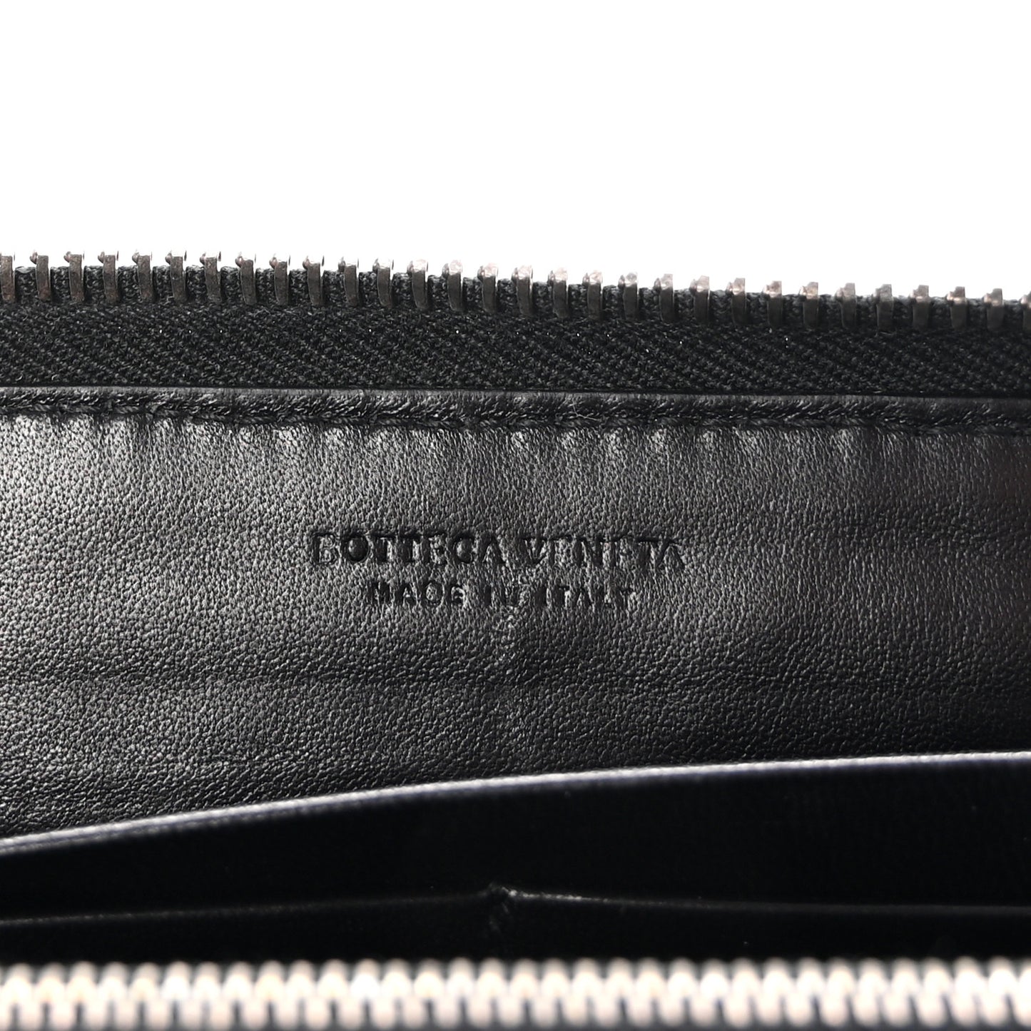 Nappa Patent Intrecciato Zip Around Wallet Black