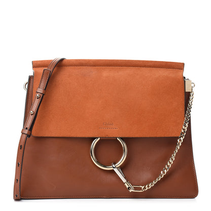 Chloe Suede Calfskin Medium Faye Shoulder Bag Tobacco 1 of 11