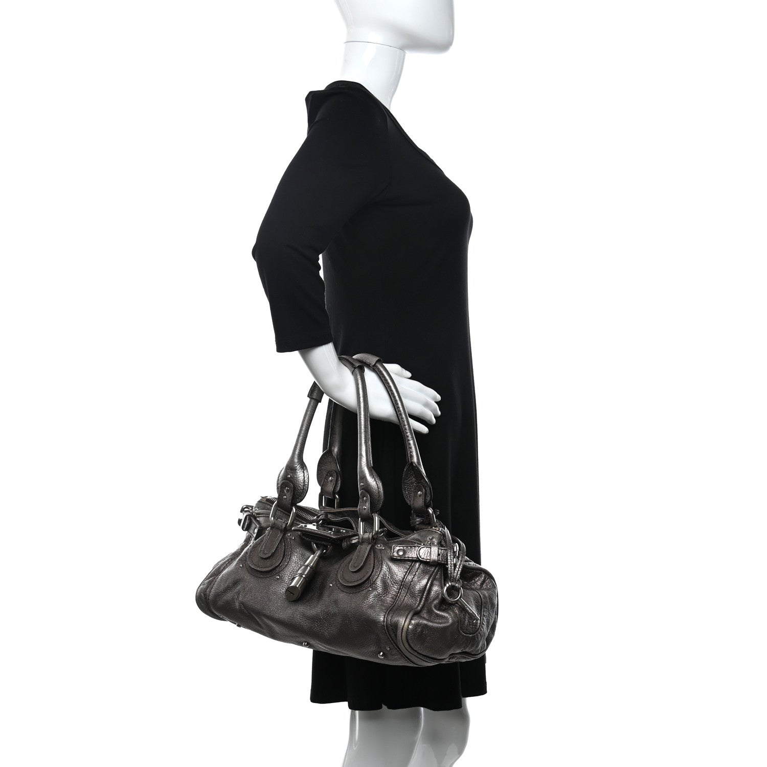 Chloe Metallic Calfskin Medium Paddington Satchel Silver 2 of 13