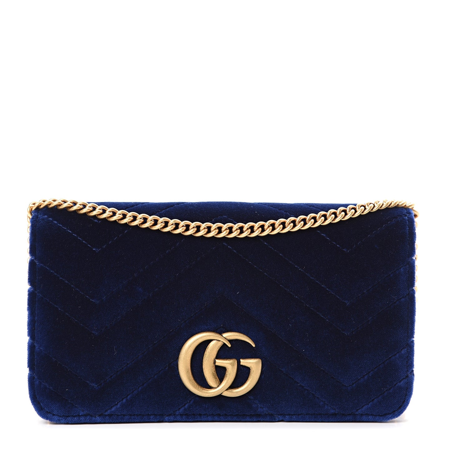 Velvet Matelasse GG Marmont Mini Bag Cobalt Blue