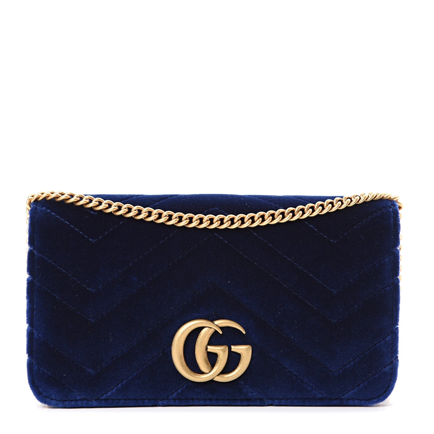 Gucci Velvet Matelasse GG Marmont Mini Bag Cobalt Blue 1 of 9