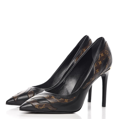 Louis Vuitton Calfskin Monogram Hypnotic Pumps 38.5 Black 3 of 9