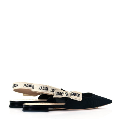 Christian Dior Technical Canvas Ribbon J'Adior Slingback Ballet Flats 39.5 Black 4 of 10