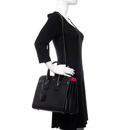 Saint Laurent Calfskin Small Sac De Jour Black Fuchsia 2 of 8