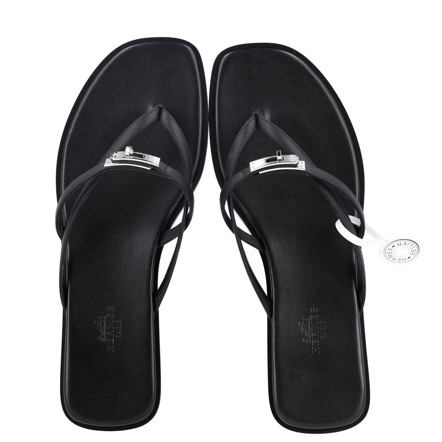 Hermes Calfskin Miss Sandals 39 Black 2 of 8