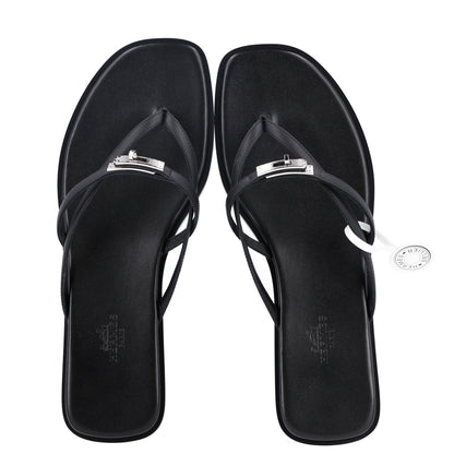 Hermes Calfskin Miss Sandals 39 Black 2 of 8