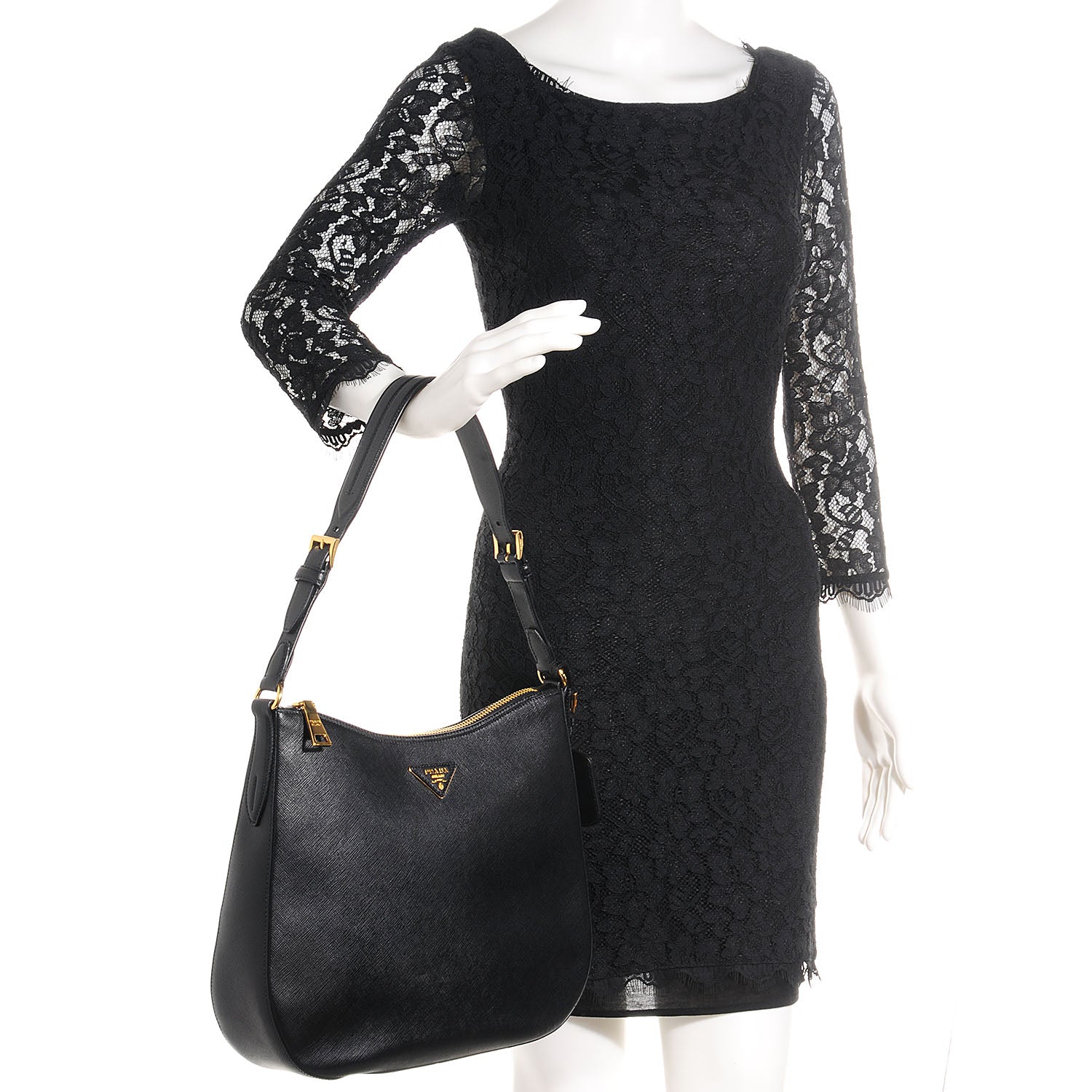 Prada Saffiano Lux Shoulder Bag Nero Black 2 of 12