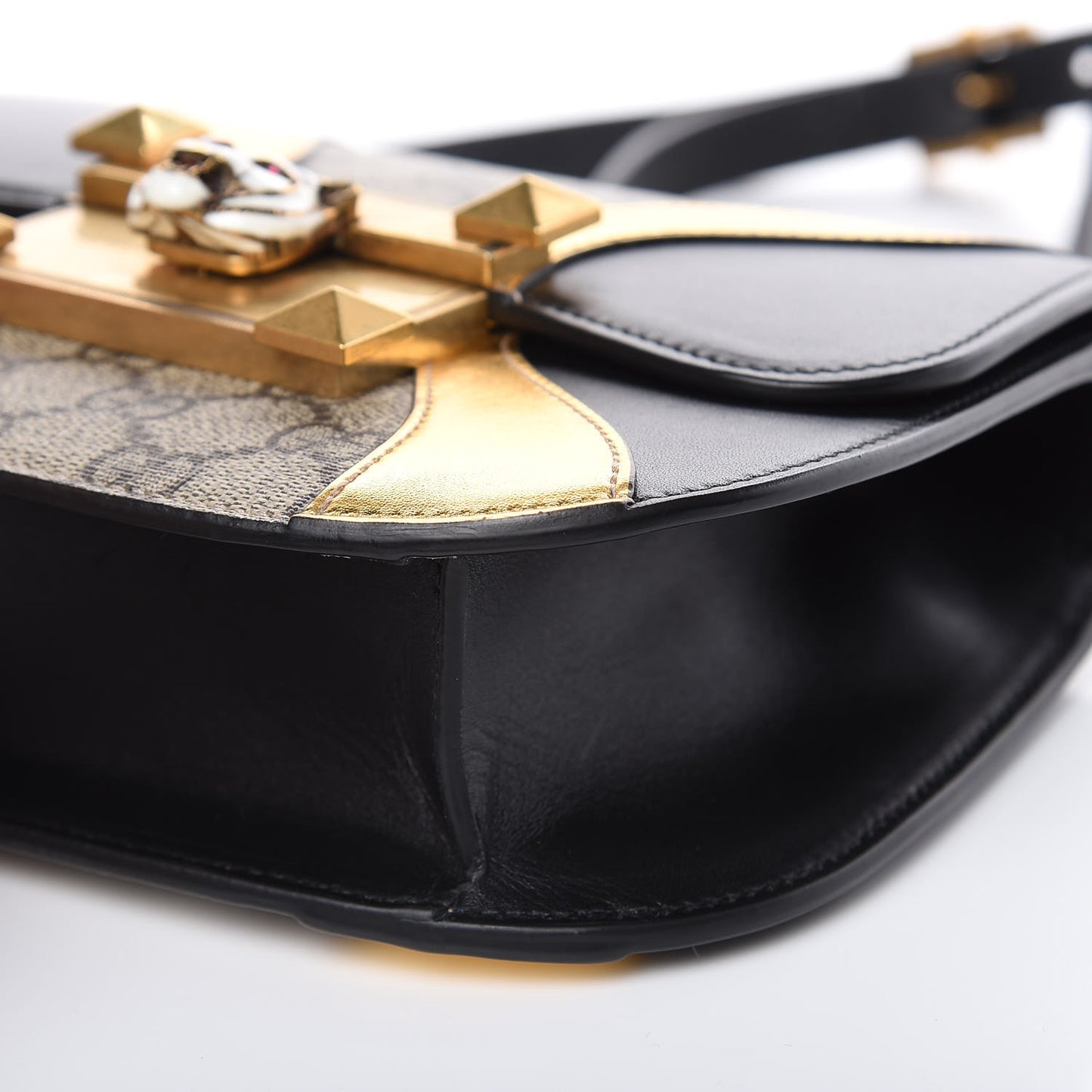 GG Supreme Monogram Small Osiride Shoulder Bag Black Gold