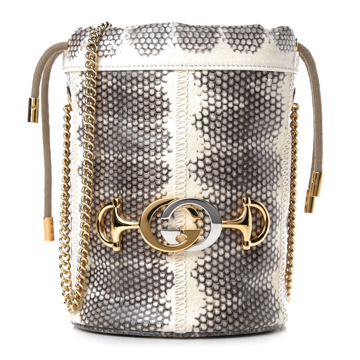 Gucci Snakeskin Mini Zumi Bucket Bag Grey 1 of 11