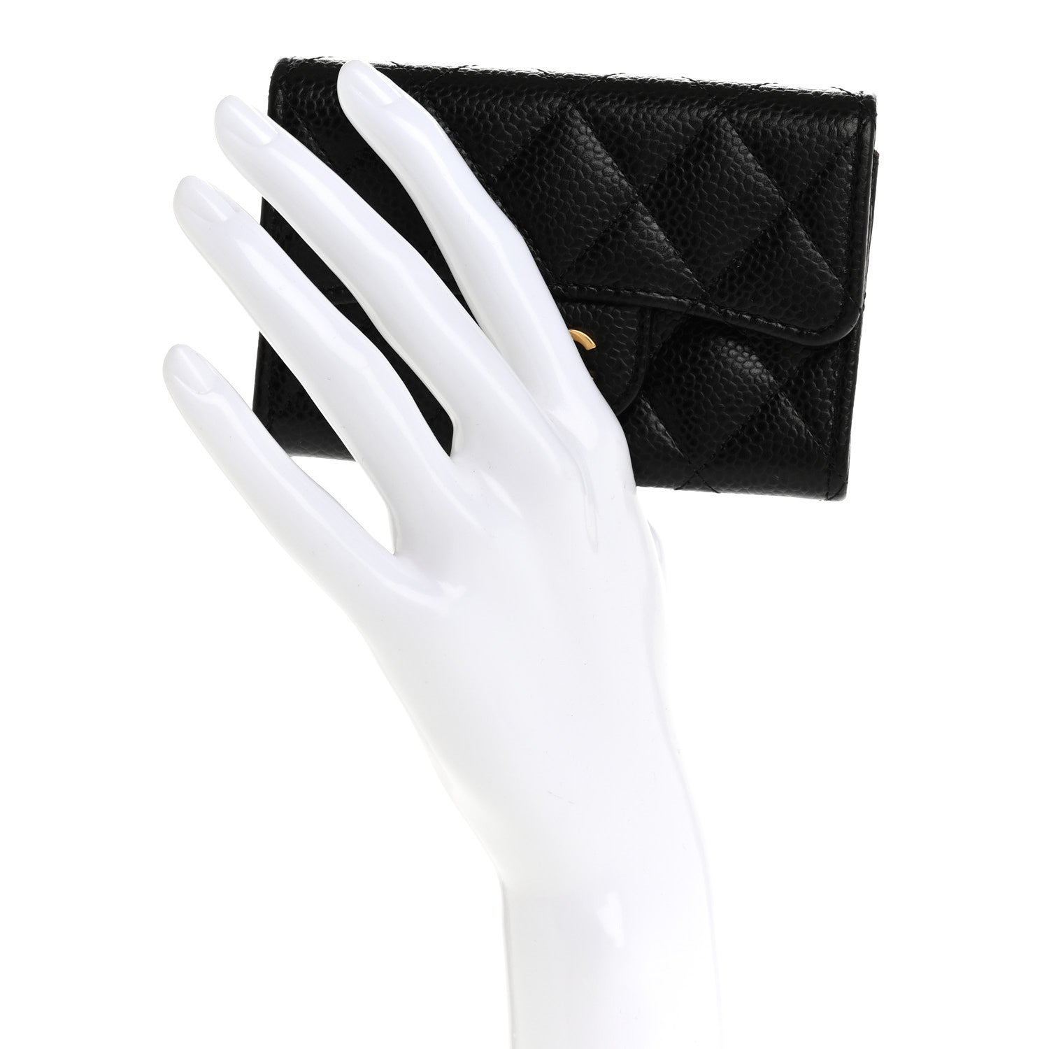 Chanel Caviar Quilted Flap Card Holder Wallet Black 2 of 8