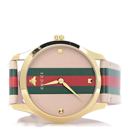 Gucci Stainless Steel Calfskin 38mm G-Timeless Stripe Web Quartz Watch Pink 3 of 6