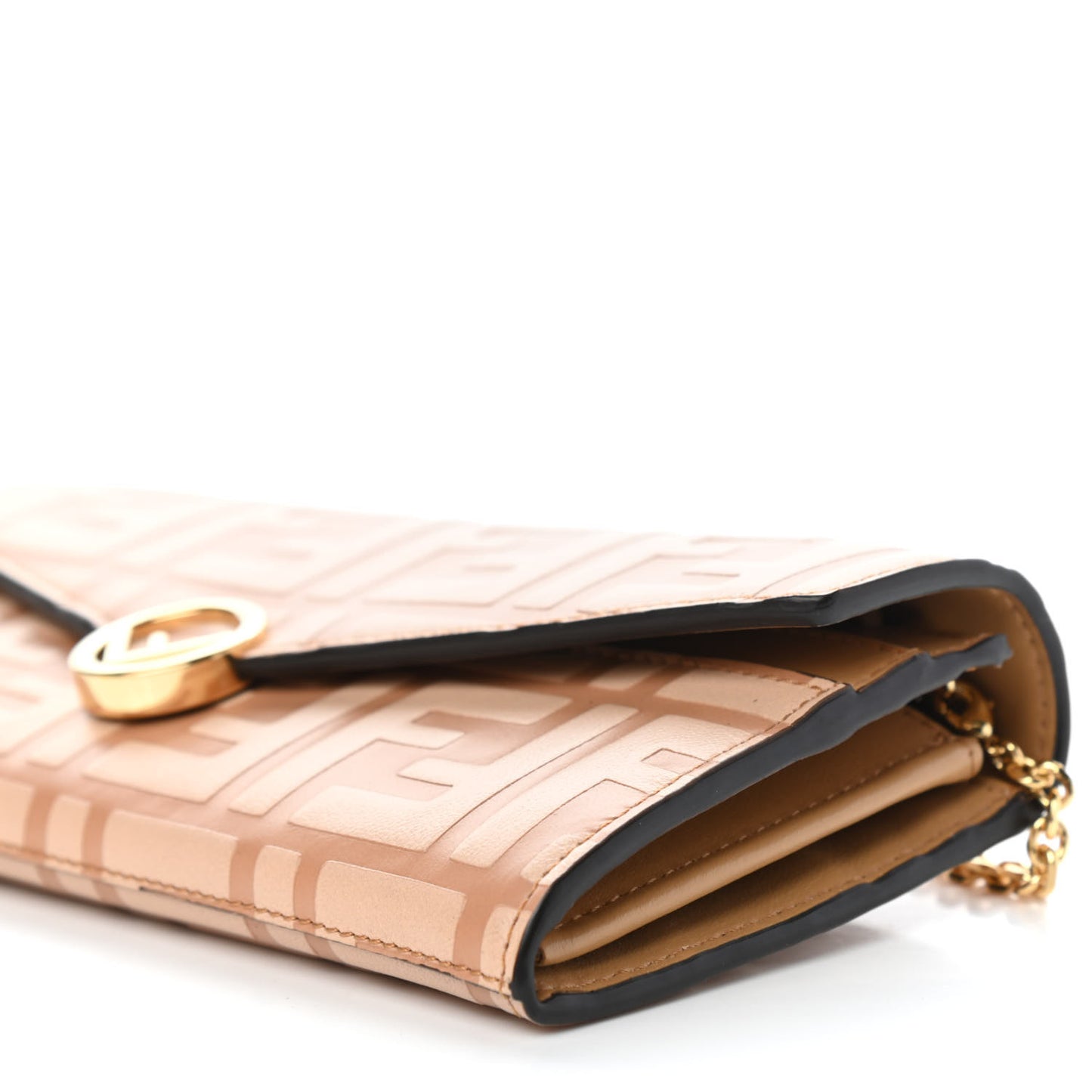 Vitello Termolagoon F is Fendi FF 1974 Embossed Continental Envelope Wallet On Chain Miele Scuro
