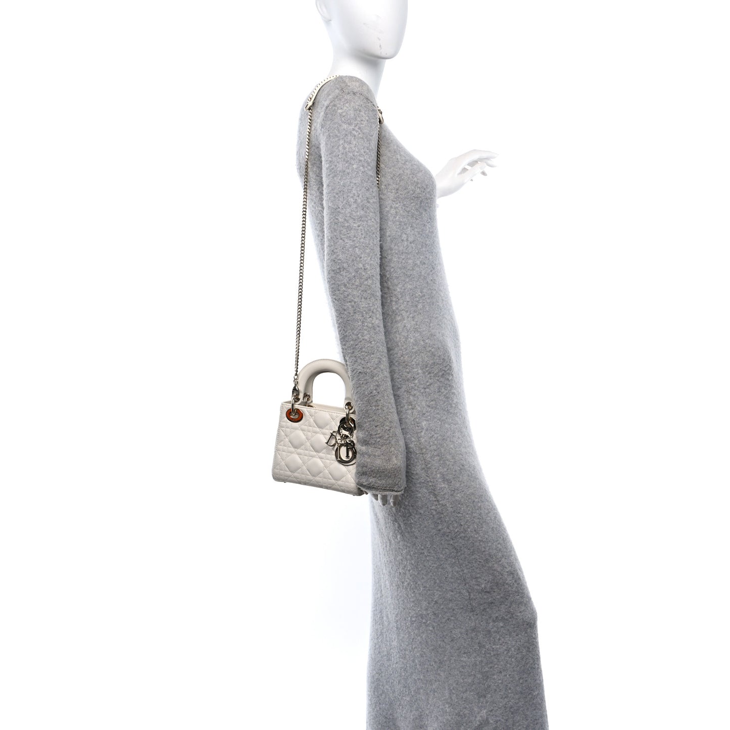 Lambskin Cannage Mini Lady Dior White