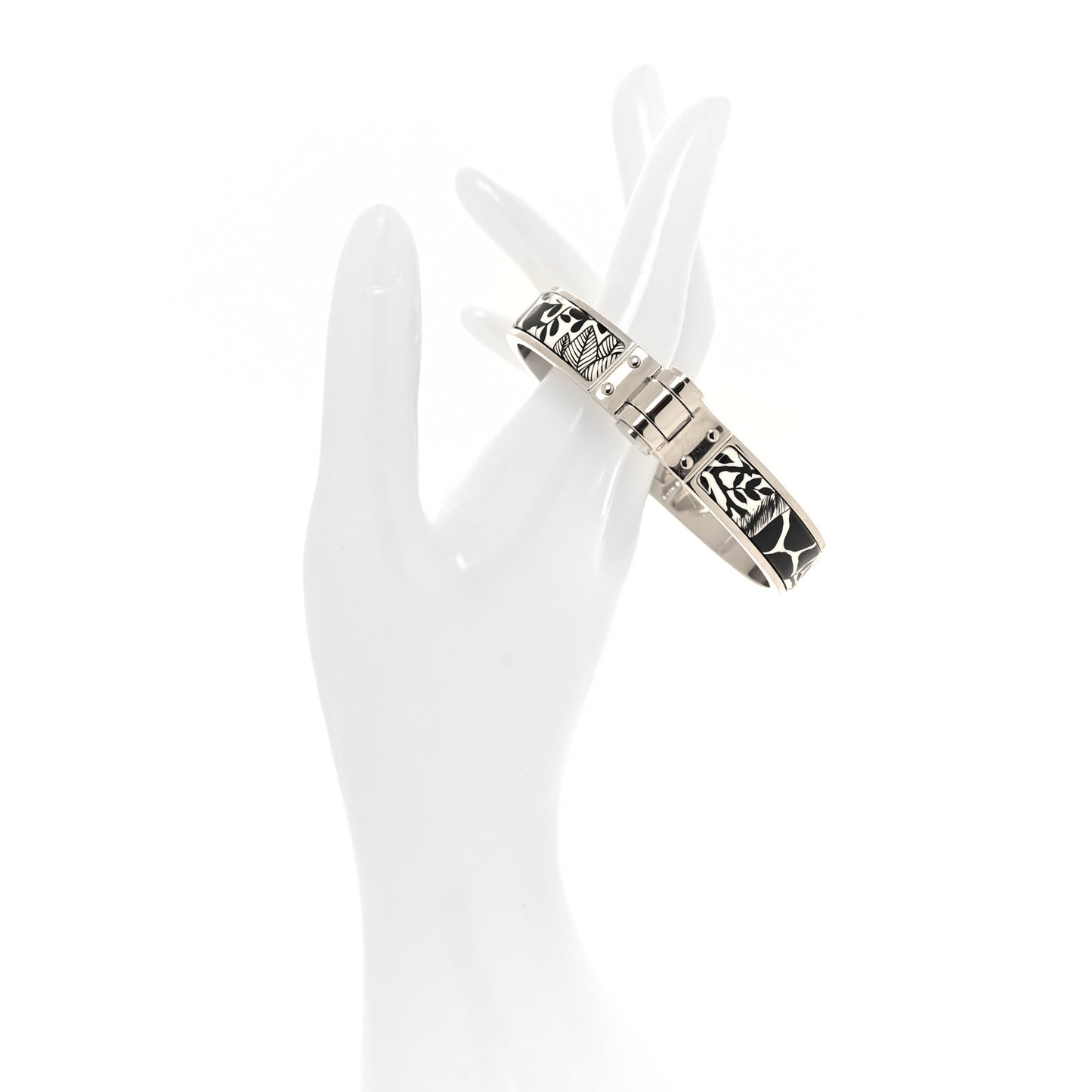 Enamel Printed Charniere Tendresse Feline Tattoo Hinged Bracelet M Positif Negatif