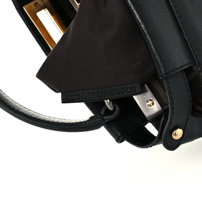 Fendi Goatskin Zucca Medium Peekaboo Iconic Satchel Black Tobacco 7 of 12