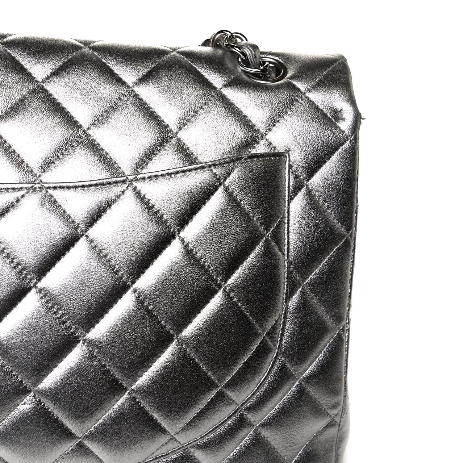 Chanel Metallic Lambskin Quilted Maxi Single Flap Silver 11 of 12