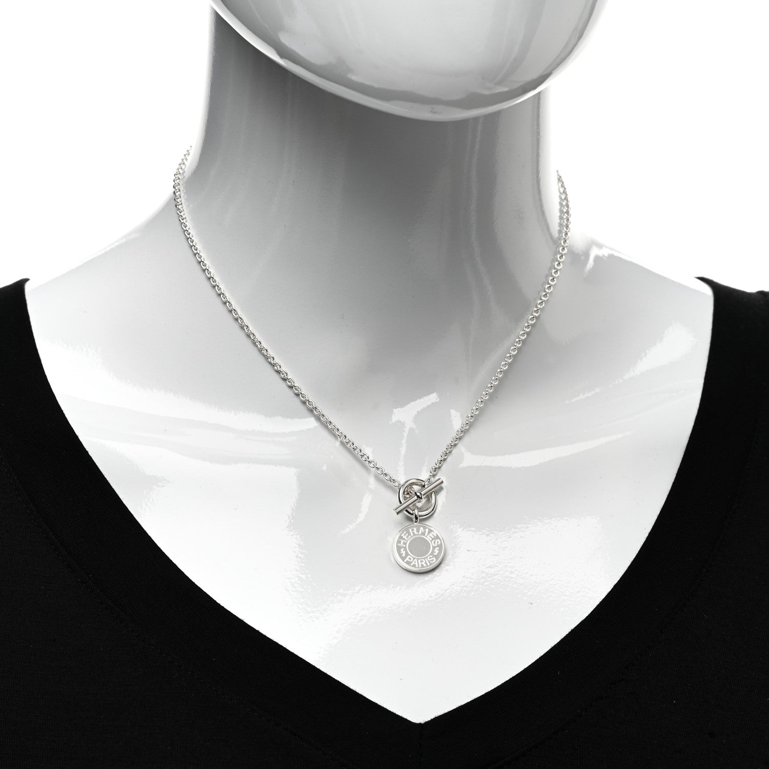 Hermes Sterling Silver Amulettes H Confettis Pendant Necklace 2 of 5